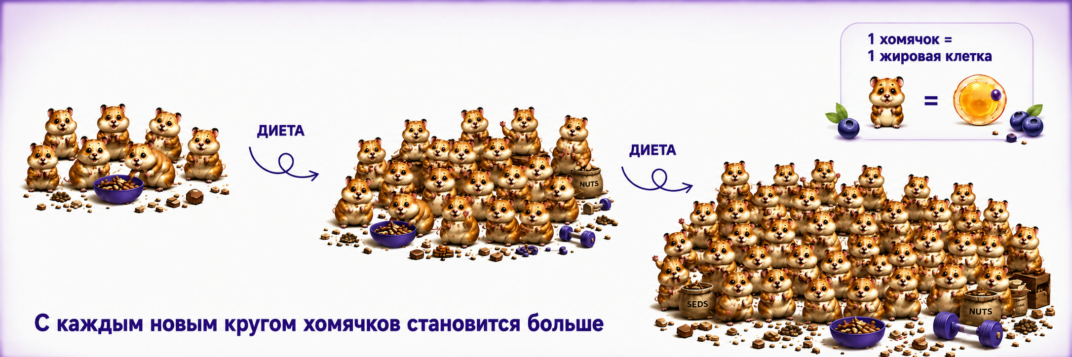 С каждым новым кругом хомячков становится больше